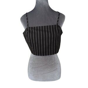 Garage Womens Black & White Striped Crop Top With Adjustable Straps Size M